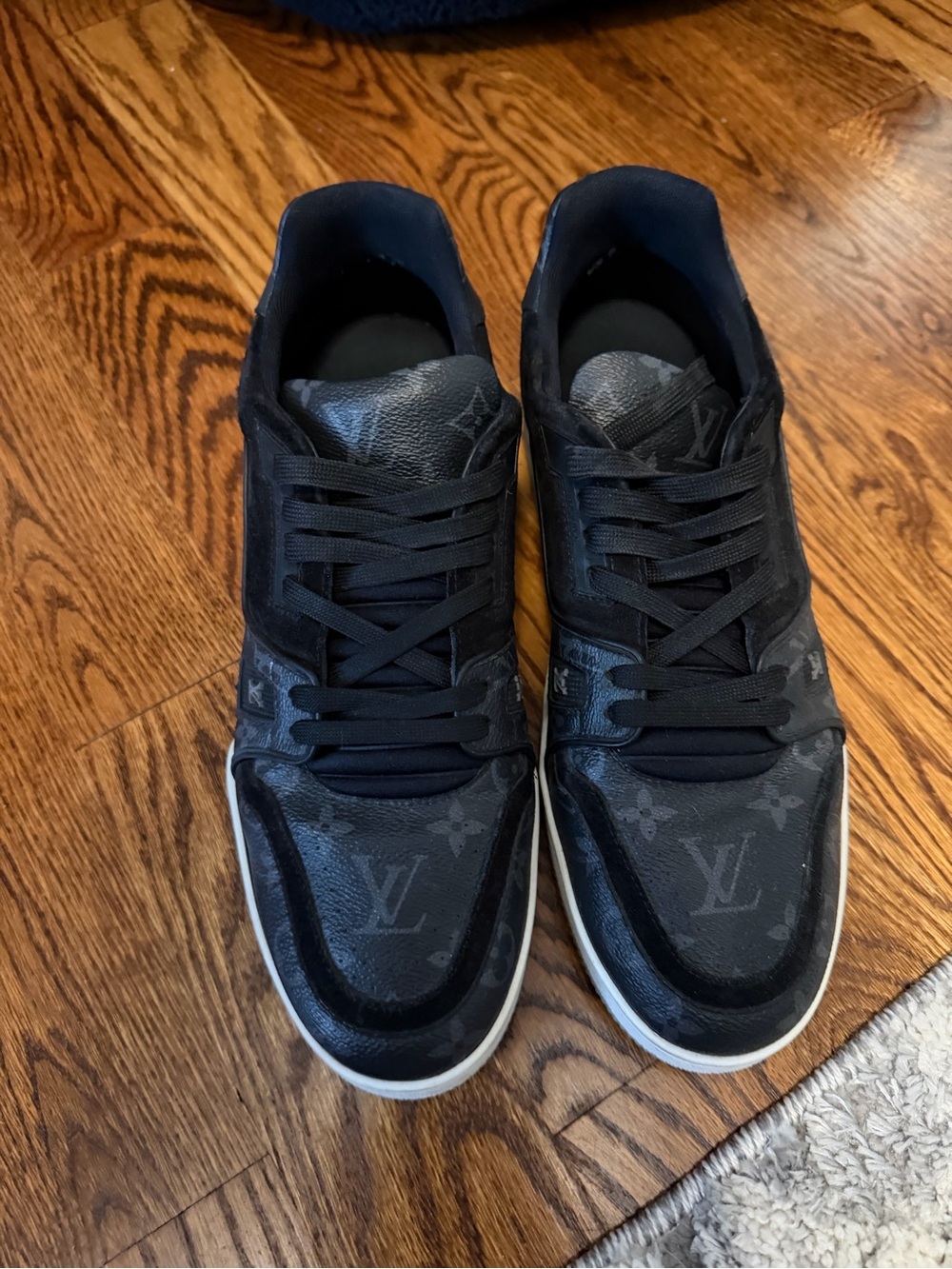 Louis Vuitton Black Monogram Low-Top Sneakers with White Sole